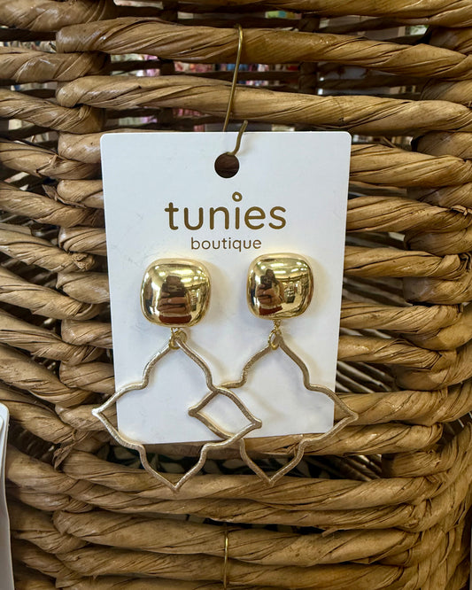 Gold Quatrefoil Drop Earrings