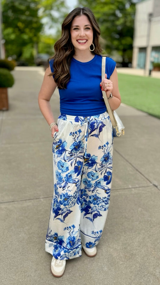 Michael Stars Joni Crew Neck Power Shoulder Top - Bahama