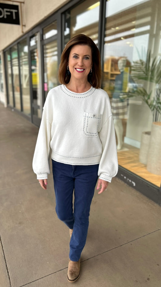 Amelia Blue Stitch Sweater
