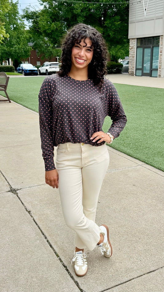 Gracie Polka Dot Bubble Top - Ash