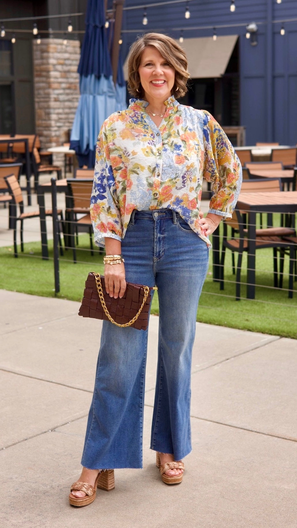 Monet Print Top - Blue Mix