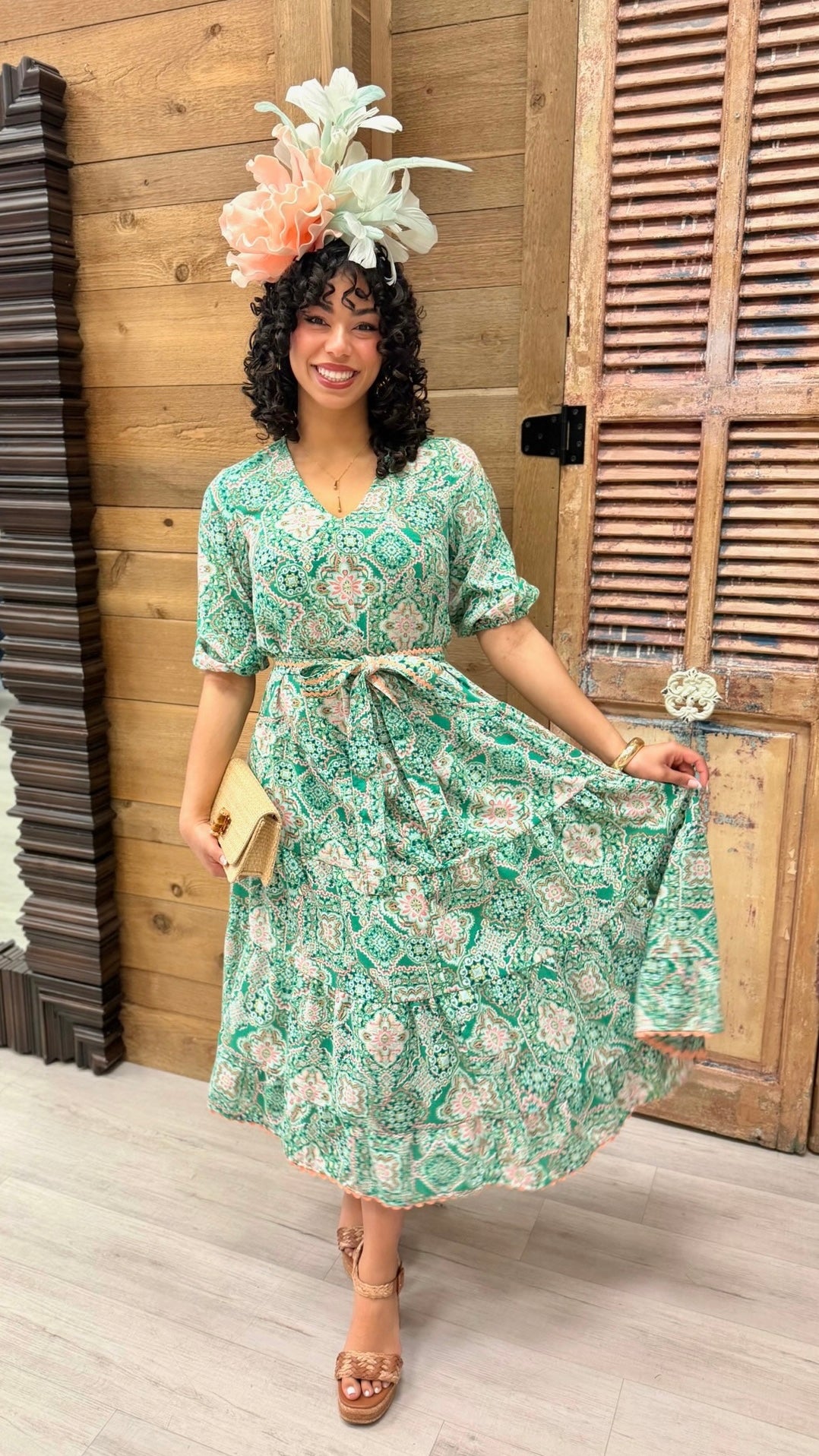 Uncle Frank Midi Tiered Dress - Green