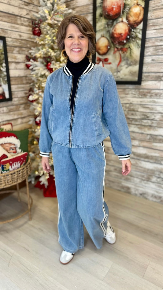 Althea Denim Striped Pants