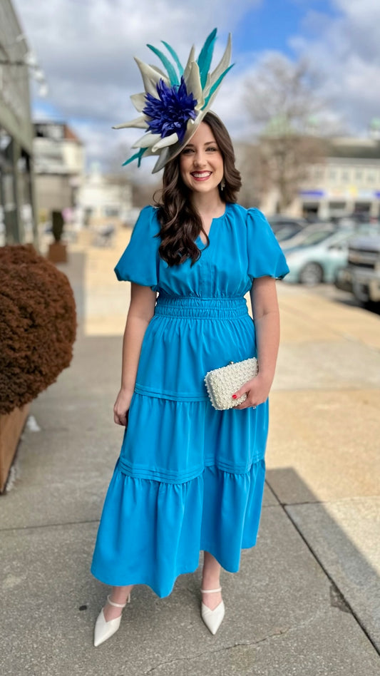 Sara Summer Smocked Maxi Dress - Turquoise