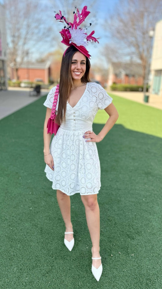 Fiora White Eyelet Dress