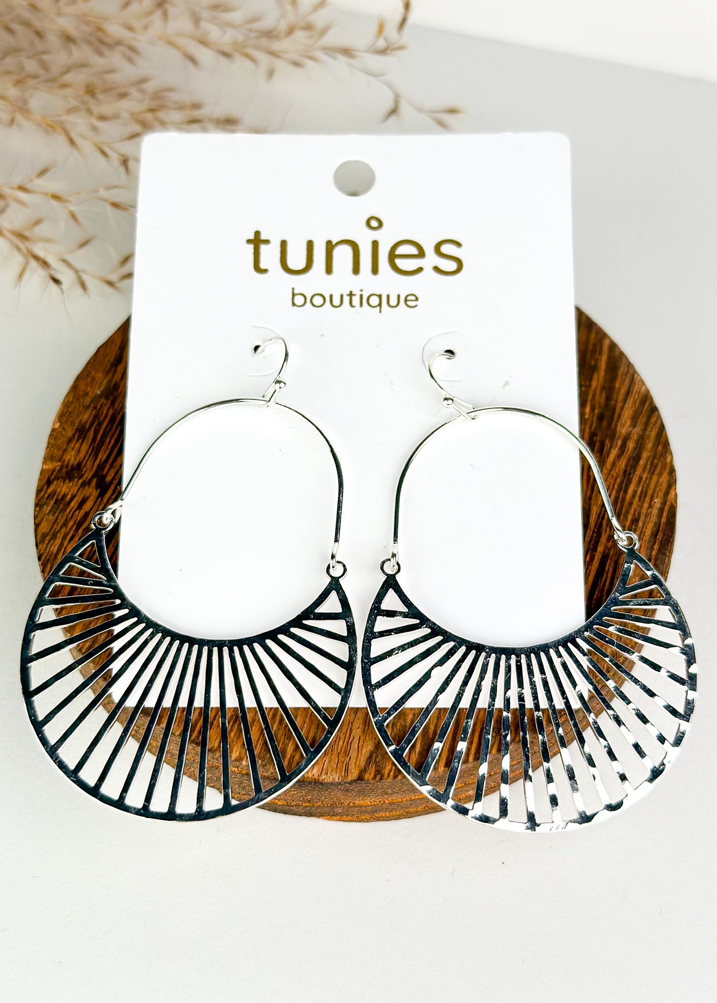 Crescent Drop Earrings - Silver