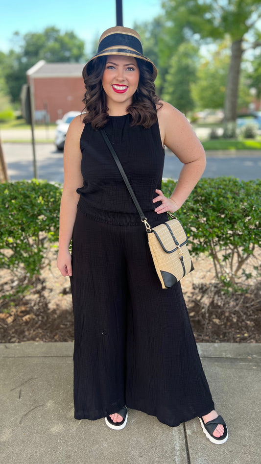 Michael Stars Gauze Wide Leg Pant - Black