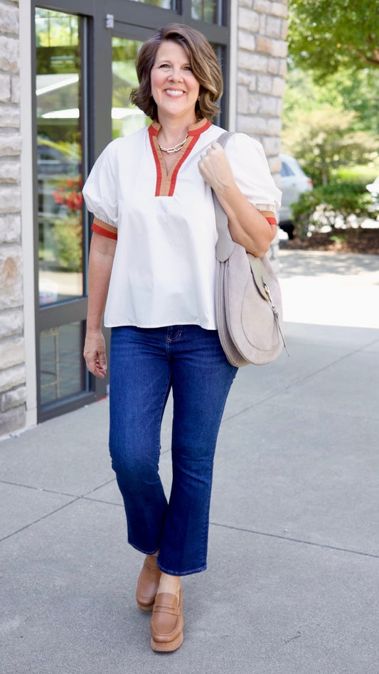 Tiffany Trim Top - Rust