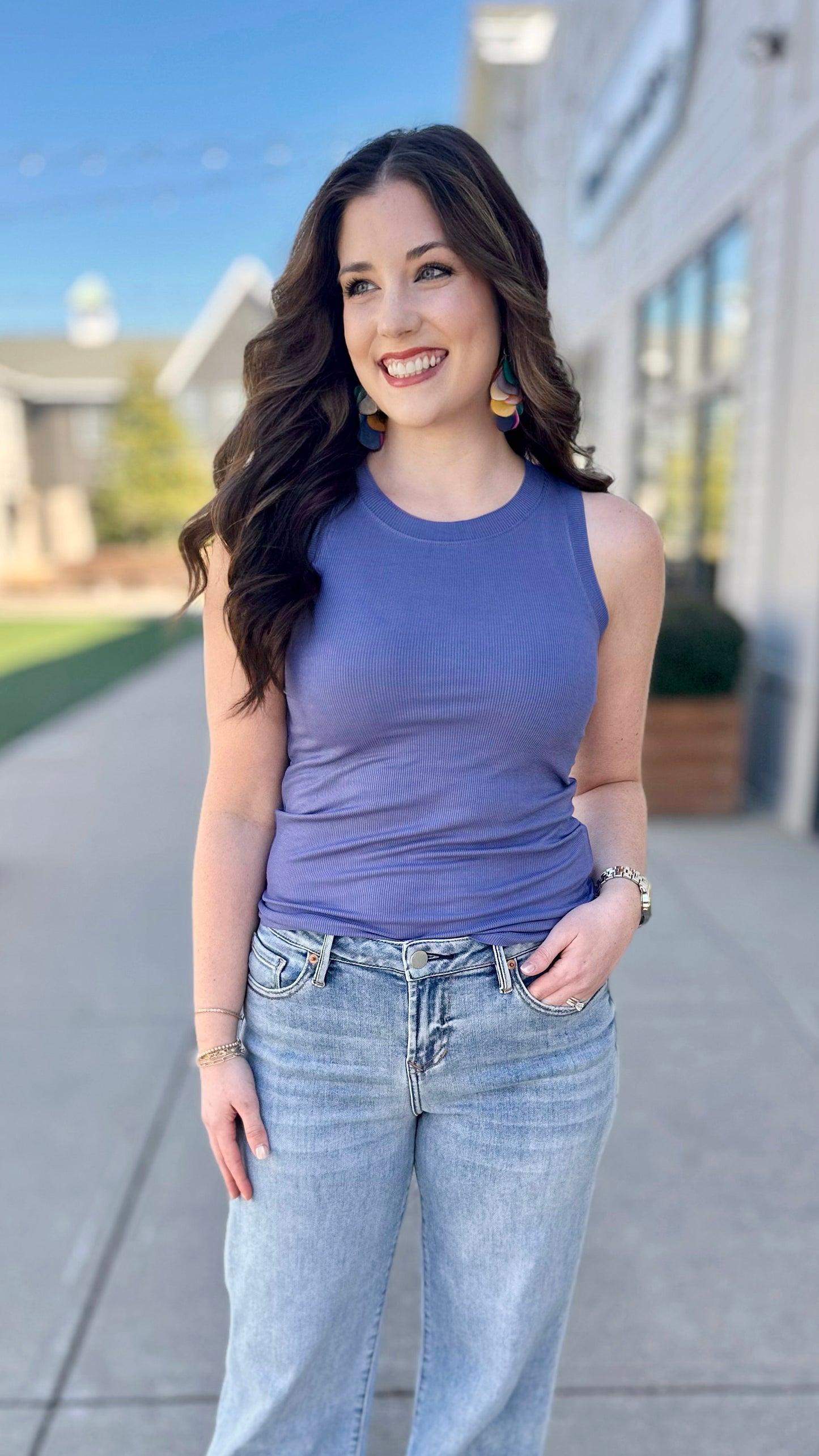 Another Love Cleo Micro-Ribbed Tank - Amethyst