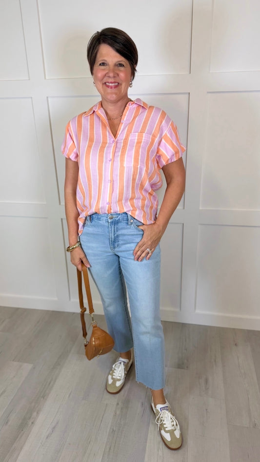 Ivy Jane Striped Stella Shirt - Tangerine