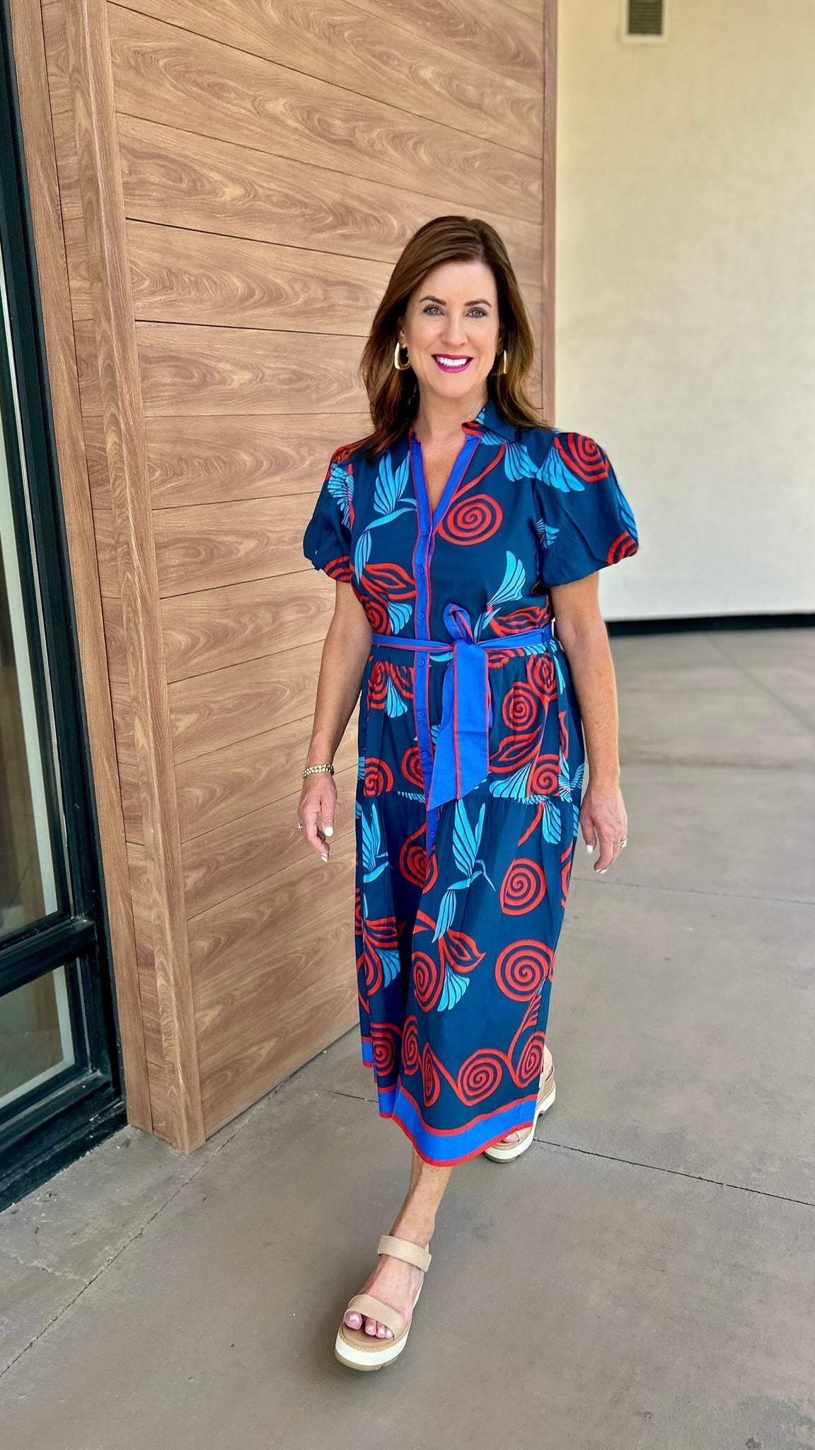 Della Dress - Indigo Feathers