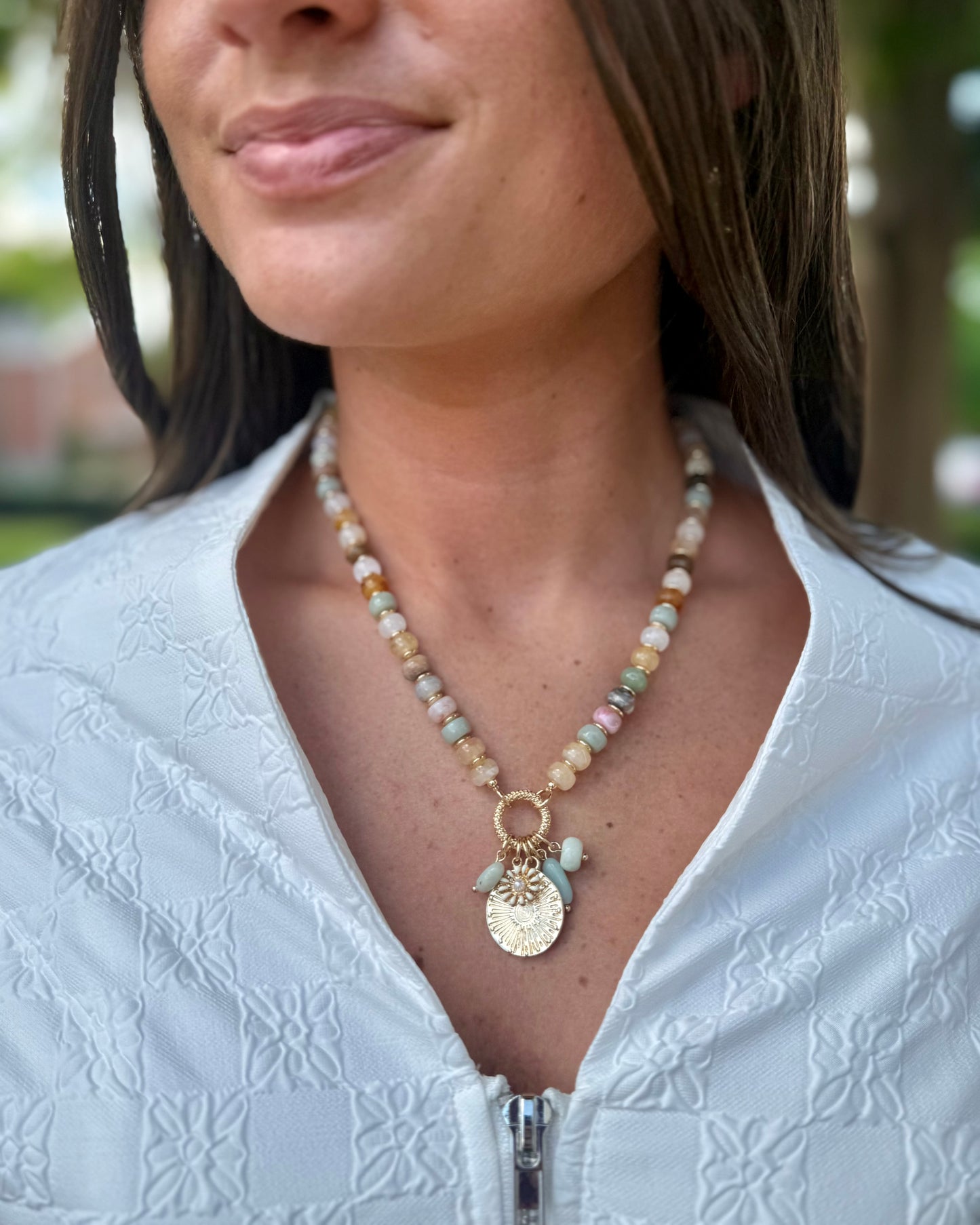 Flower Charm Bead Necklace