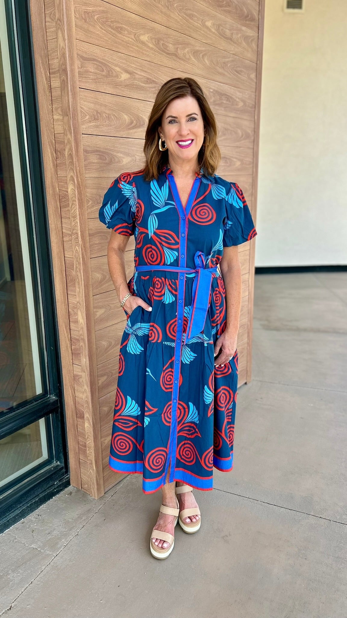 Della Dress - Indigo Feathers