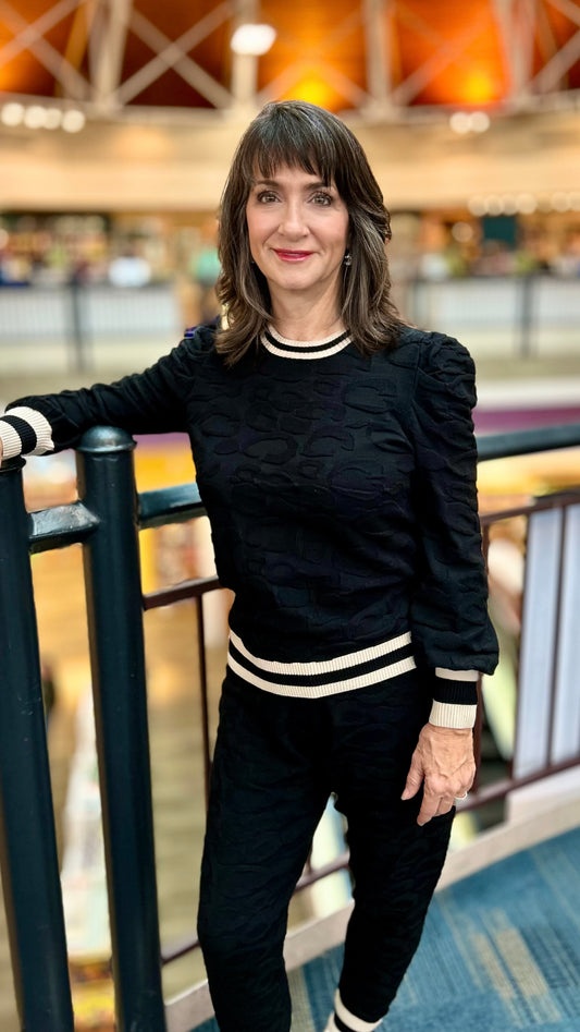 Emily McCarthy Julia Knit Cheetah Sweater - Black