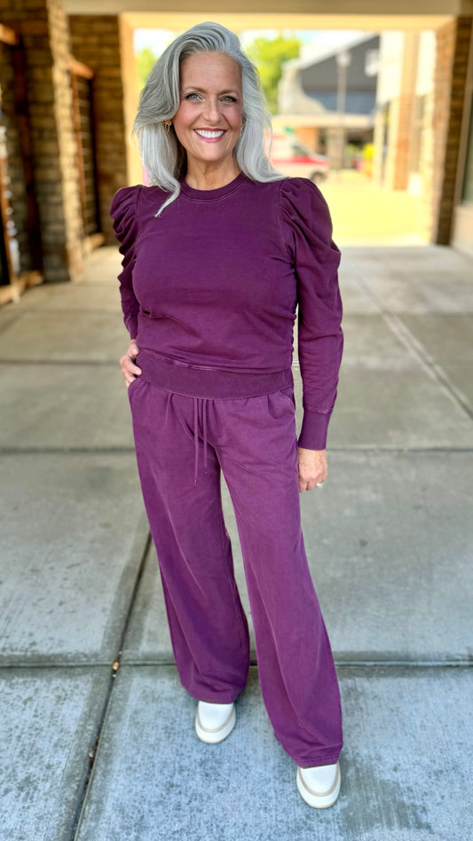 Another Love Vivian Puff Sleeve Top - Plum