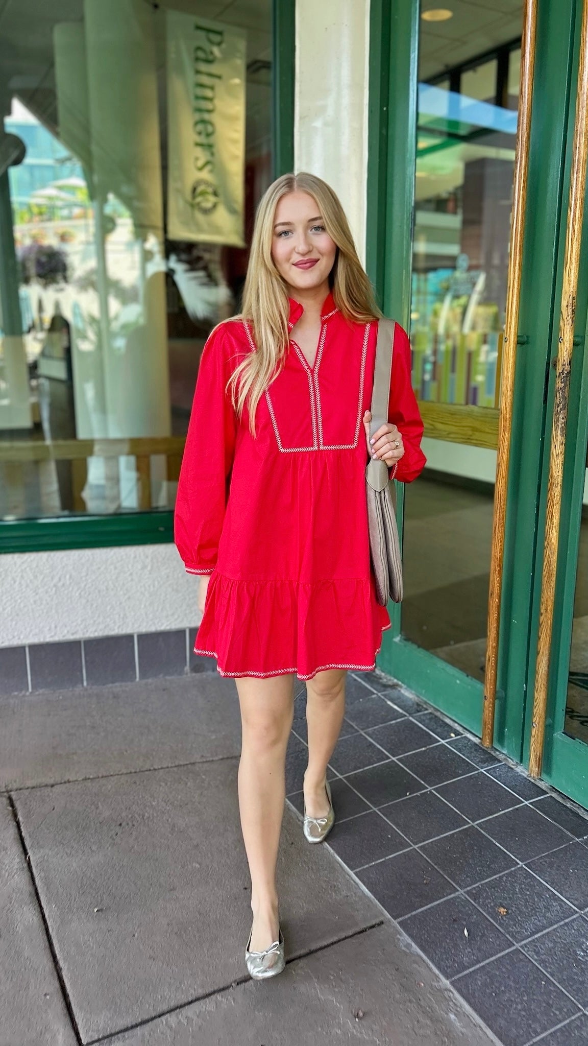 Emma Embroidered Dress - Red