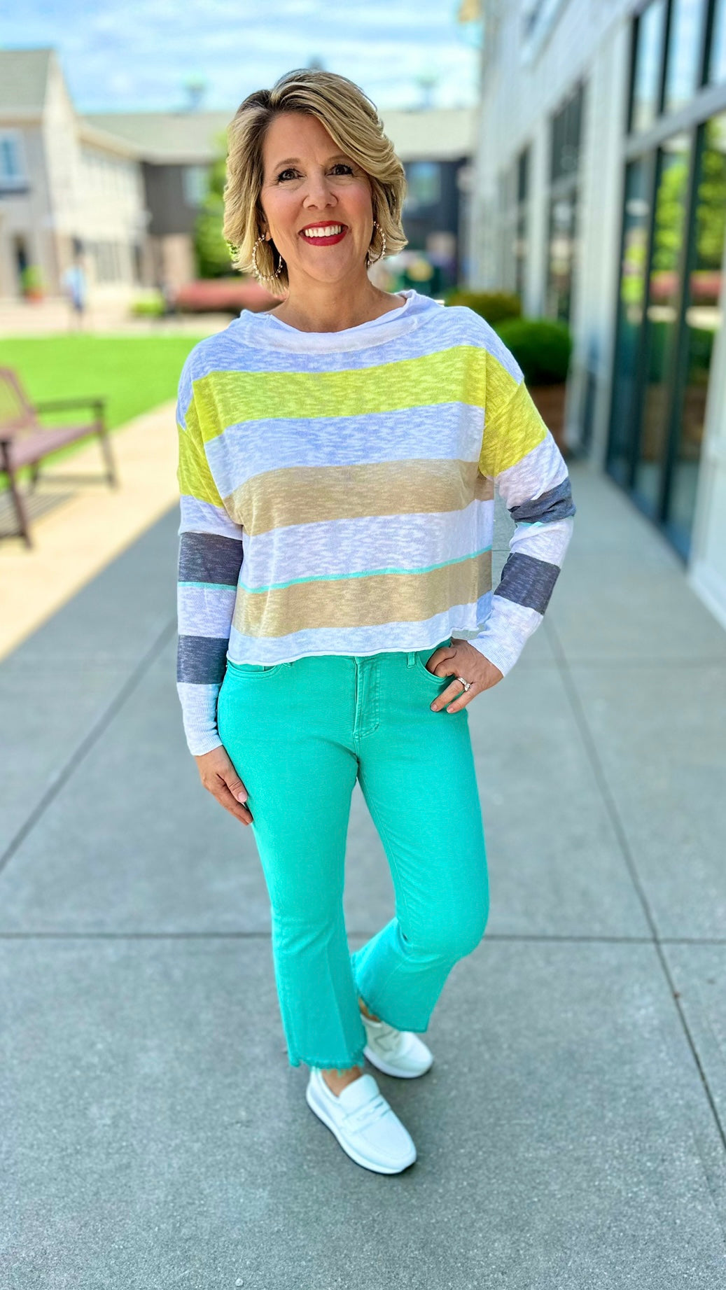 Dear John Jeanne Crop Microflare Jean - Aqua