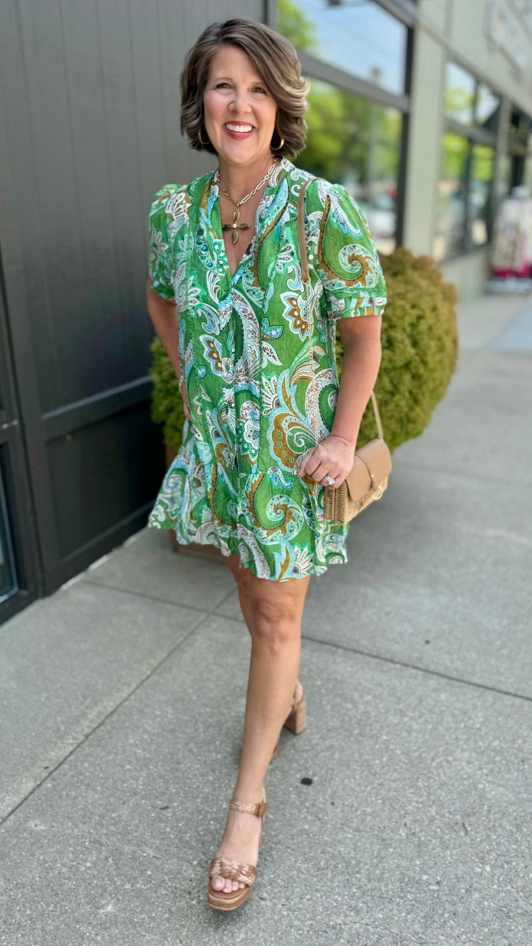 Matcha Paisley Floral Dress