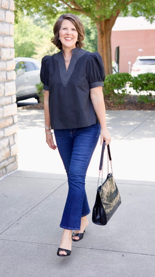 Charlotte Embroidered Top- Black