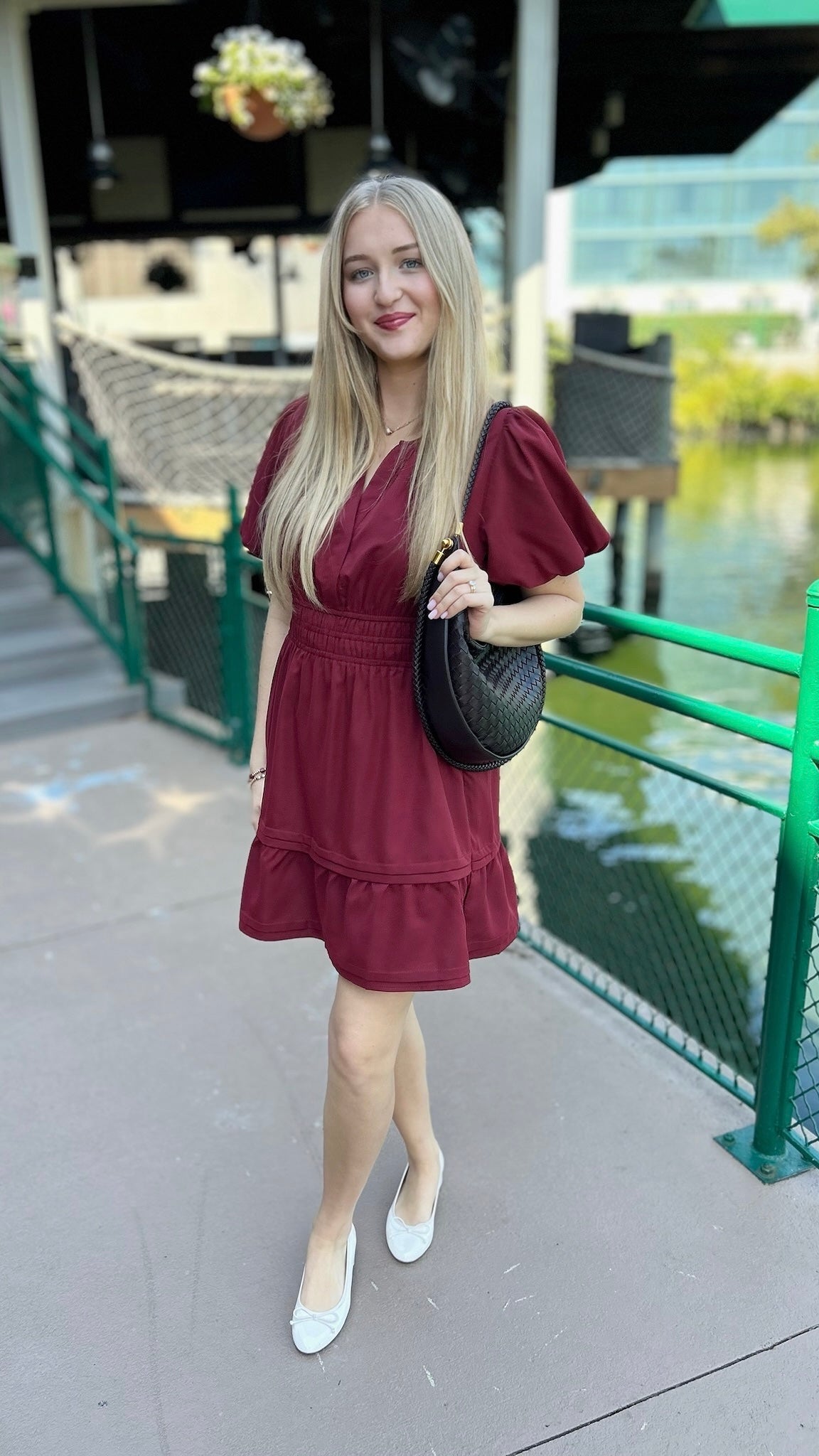 Perfect Puff Sleeve Dress - Burgundy