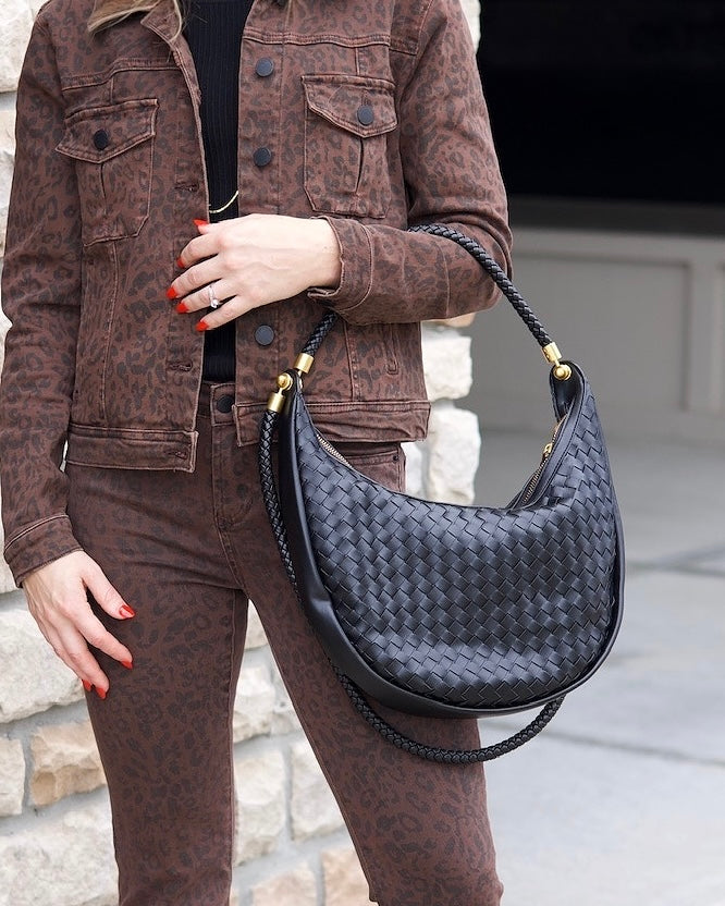 Black Woven Hobo Bag