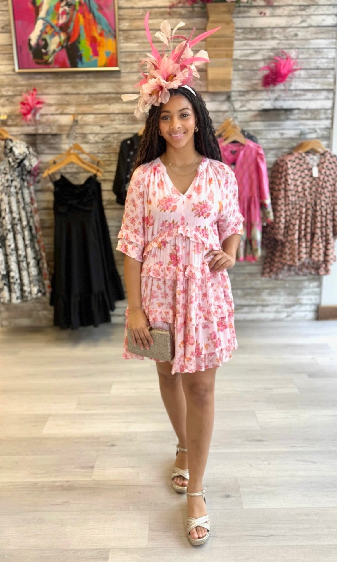 Angie Ruffle Dress - Pink