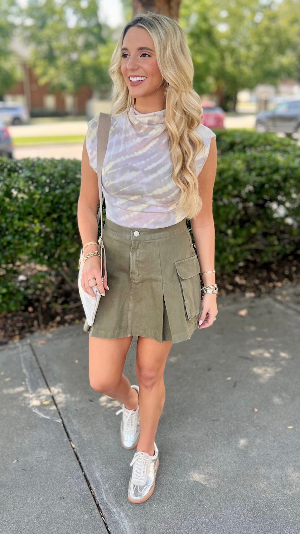 Michael Stars Aria Mock Neck Top - Champagne Tie Dye