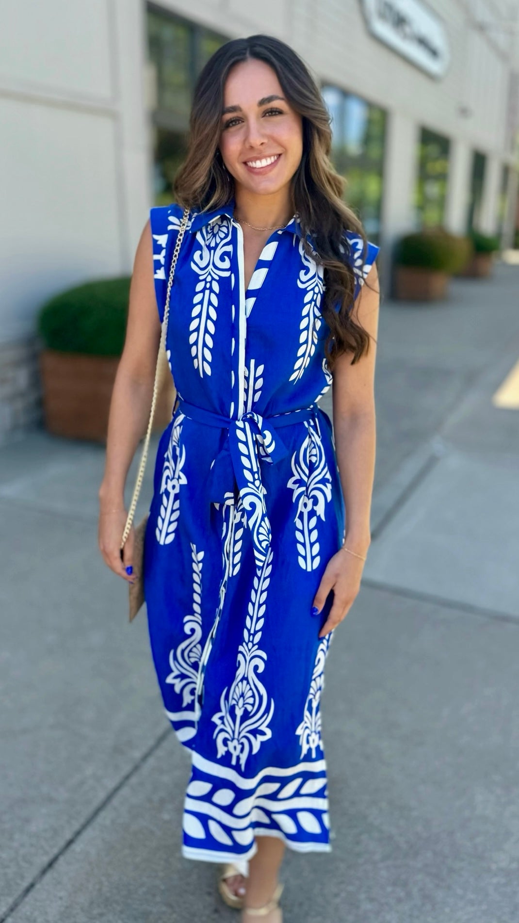 Wildcat Abstract Dress - Cobalt