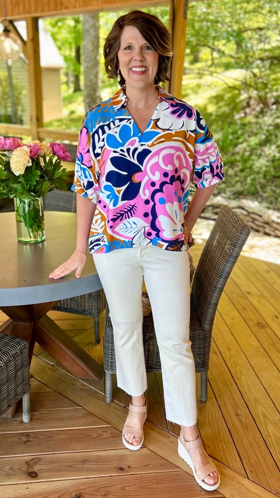 Gianna Flower Top - Pink