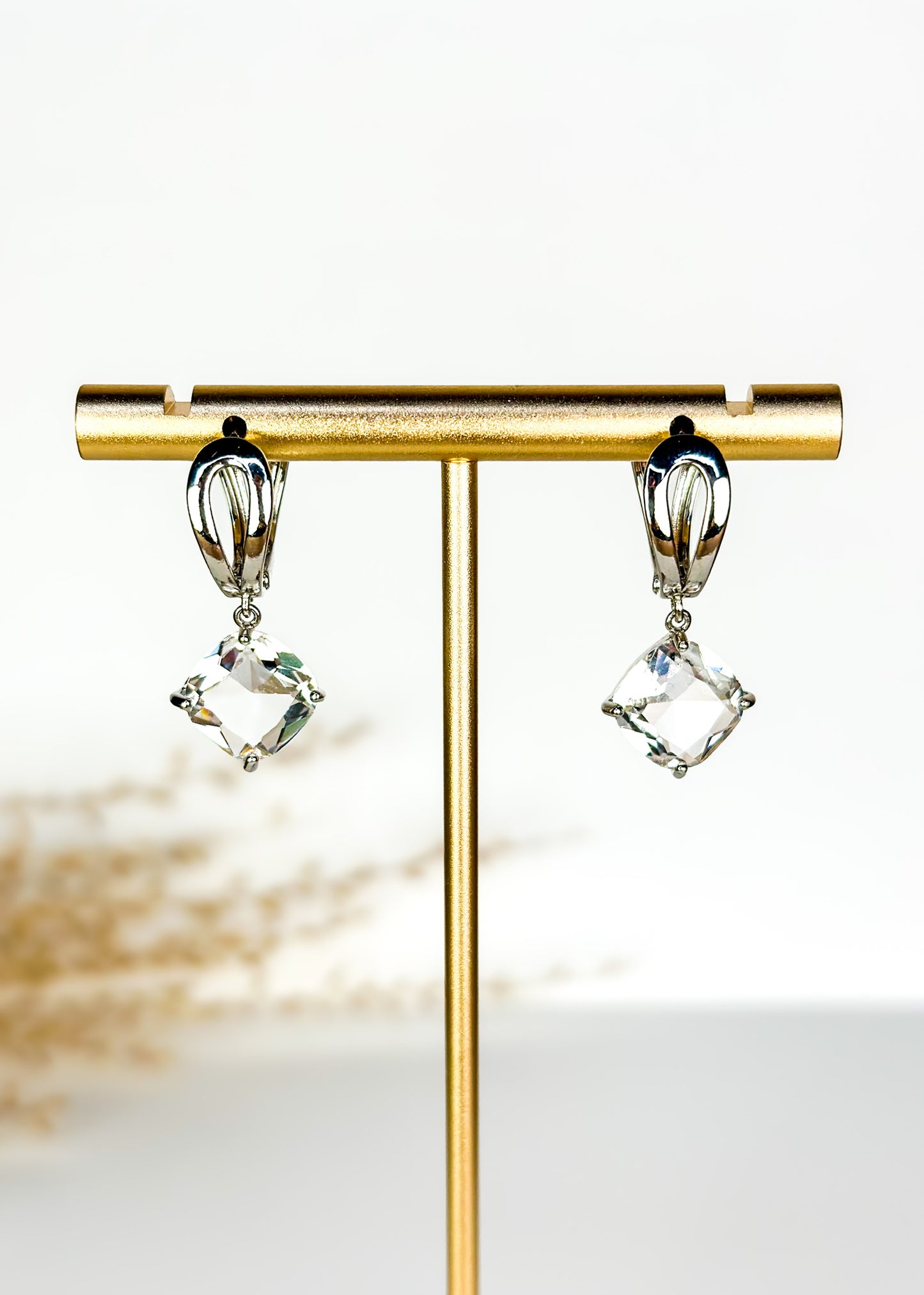 Susan Diamond Drop Earrings - Silver