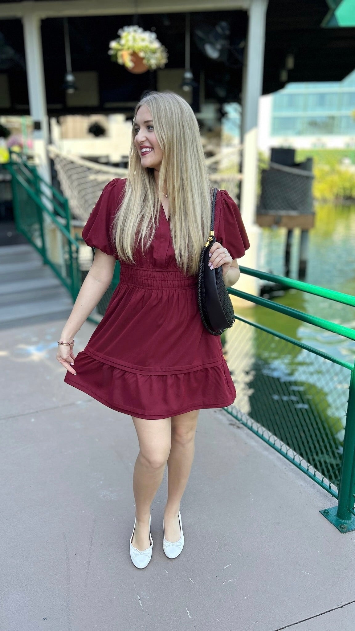 Perfect Puff Sleeve Dress - Burgundy