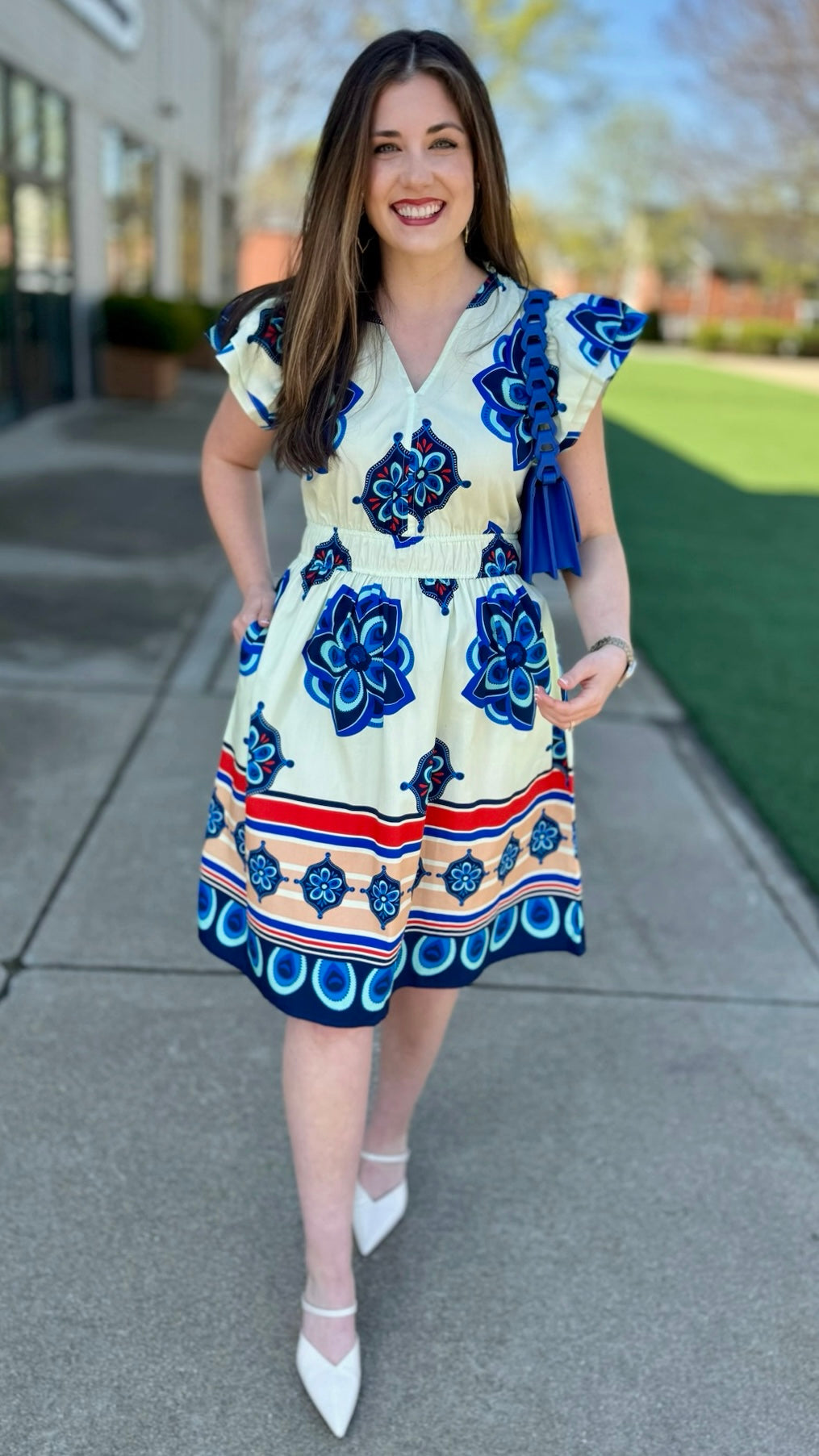 Arianna Geometric Floral Dress