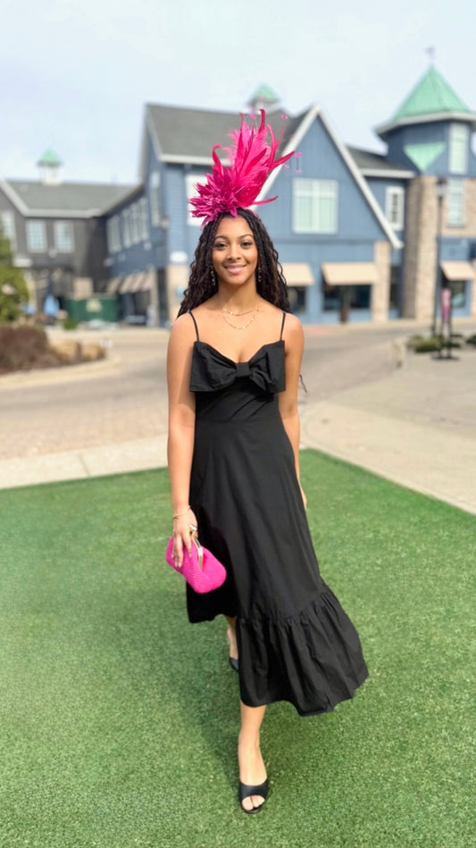 Millie Bow Midi Dress - Black