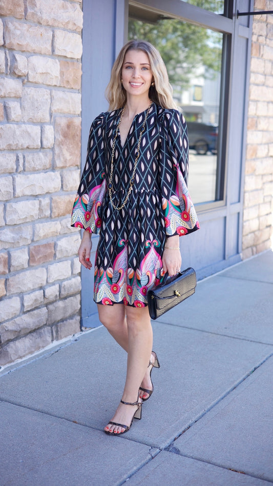 Frances Floral Dress - Black