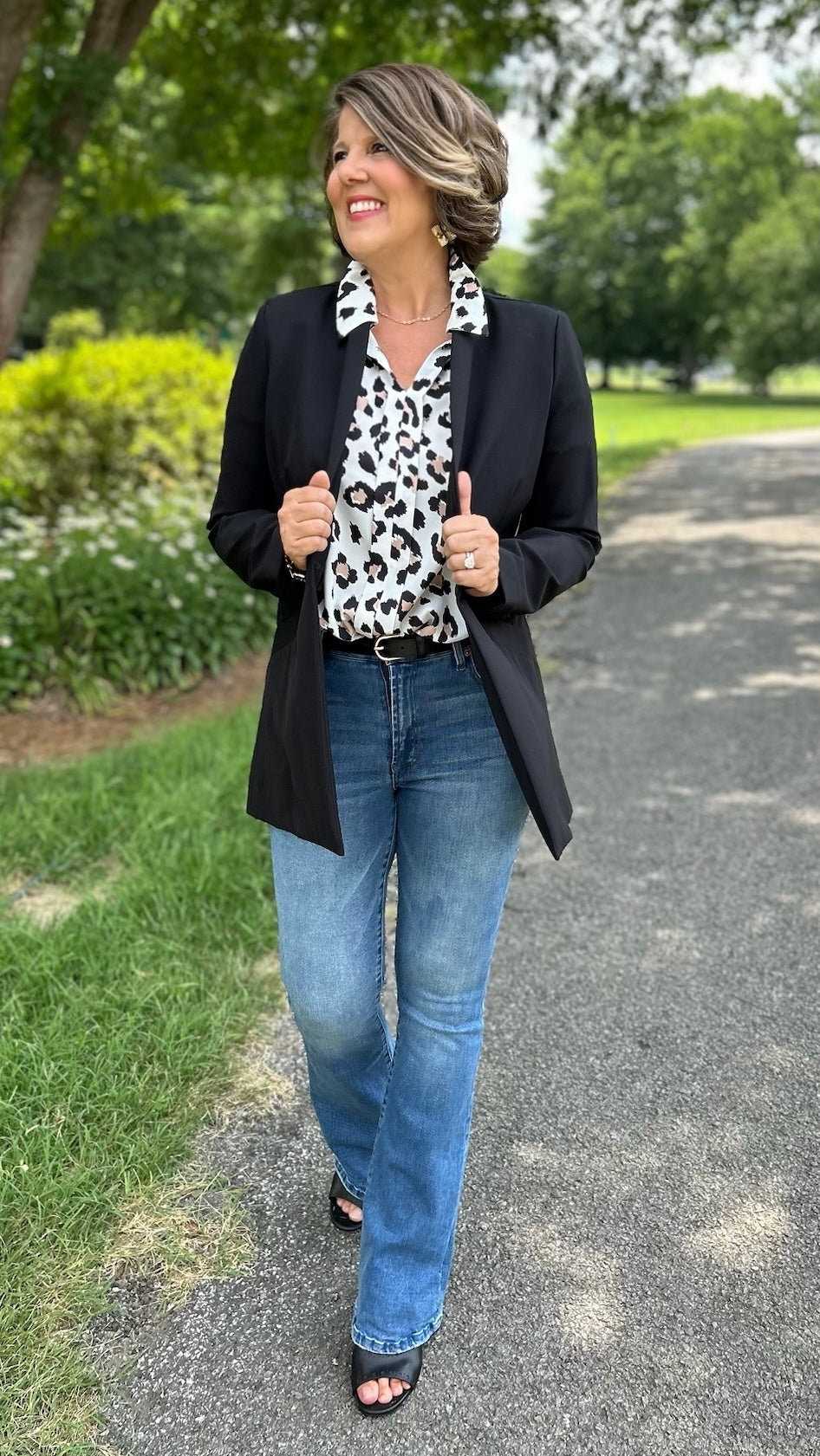 White Animal Print Blouse