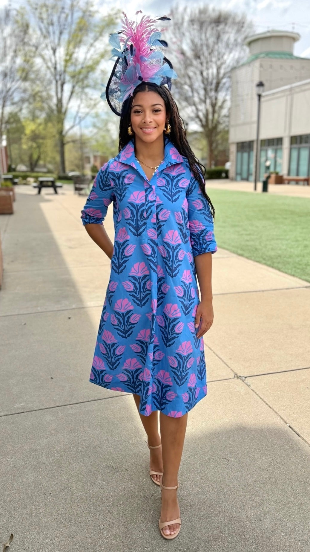 Katherine Swing Shift Dress - Sky