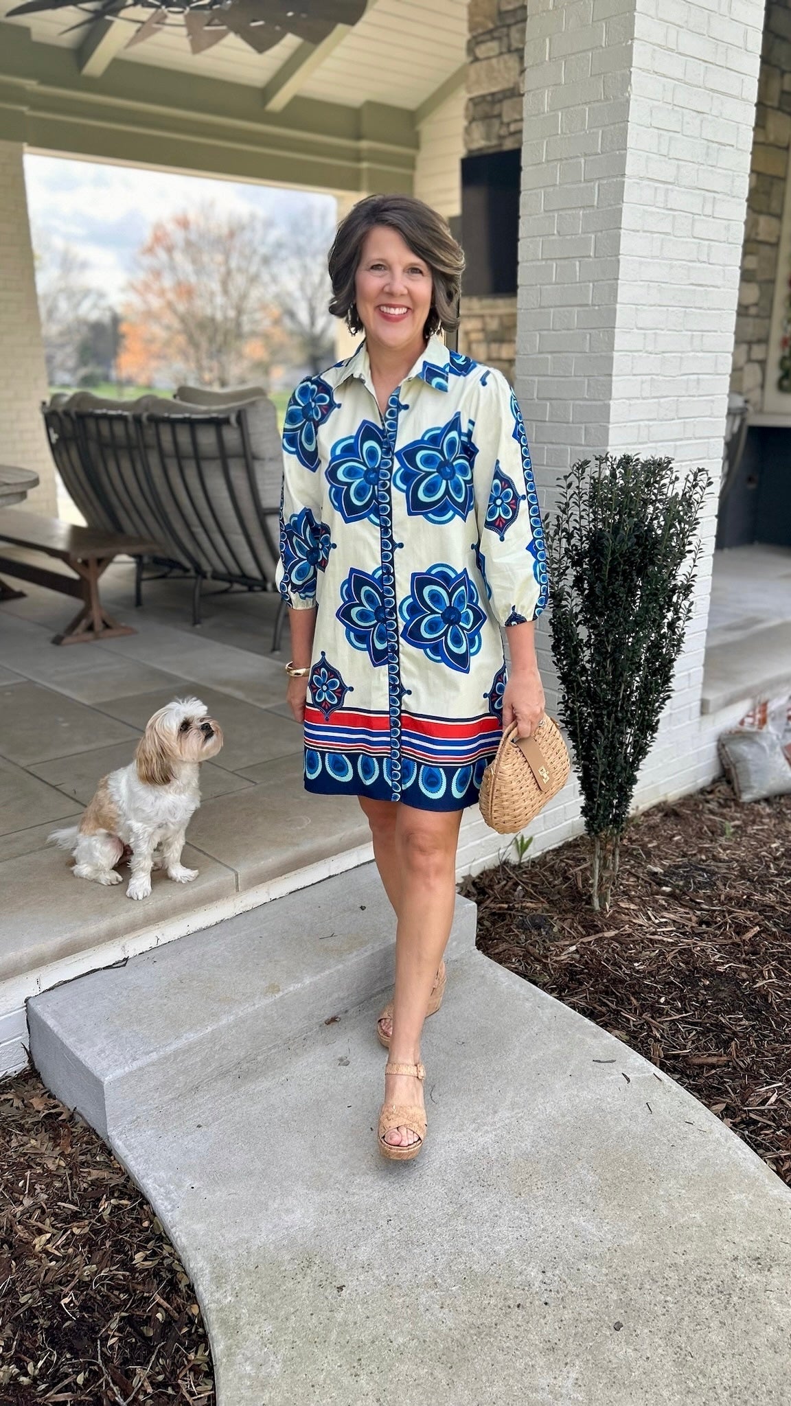 Ava Geometric Floral Dress - Multi