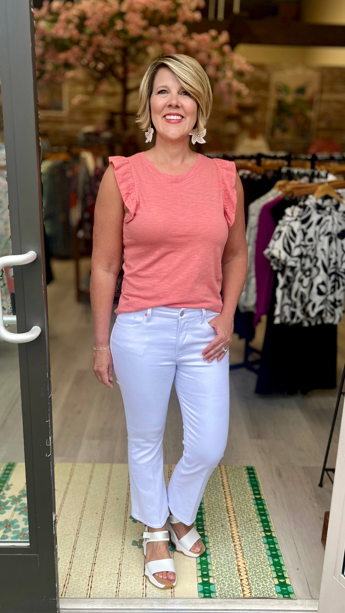 Another Love Flutter Sleeve North Tee - Grapefruit