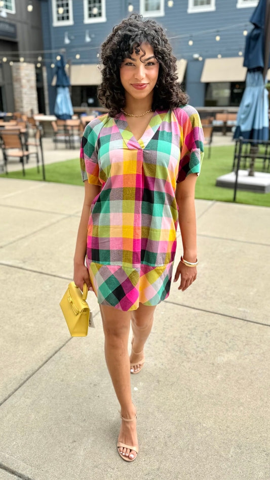 Uncle Frank Checked Shift Dress - Multi