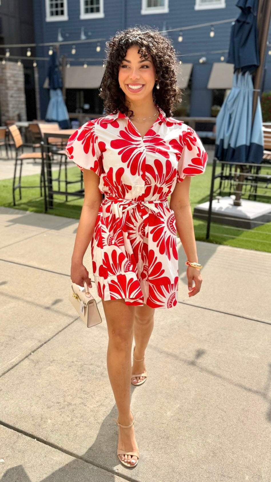 Sofia Nelda Dress - Red Damascus
