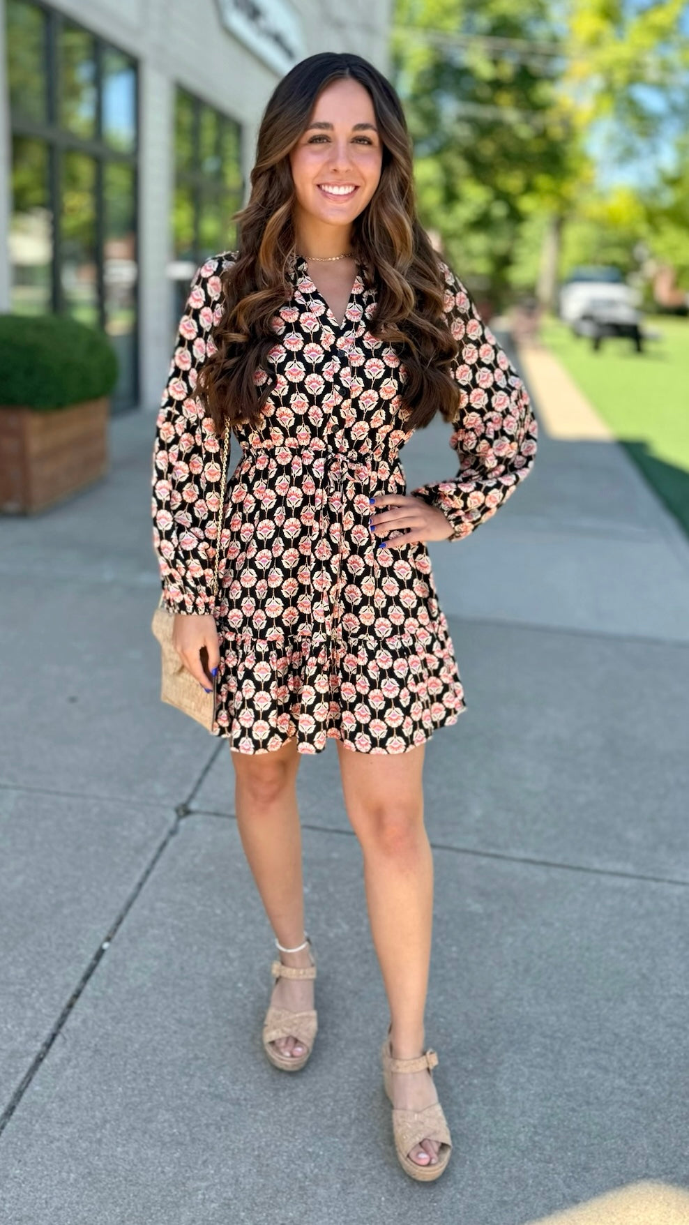 Bria Black Floral Dress - Black