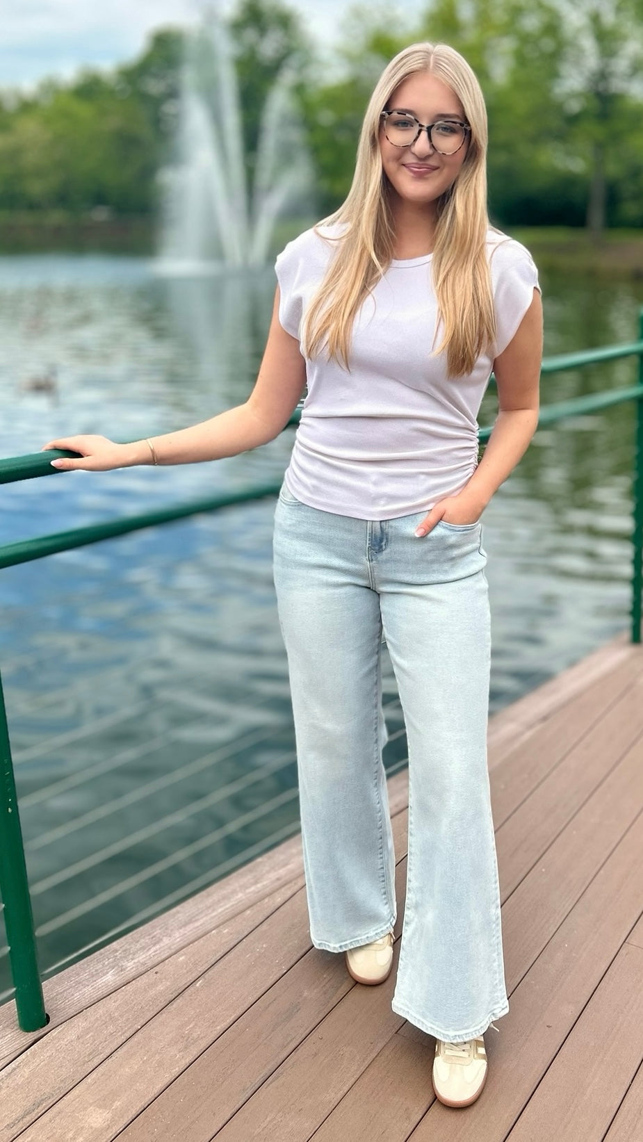 Michael Stars Joni Crew Neck Power Shoulder Top - Chalk