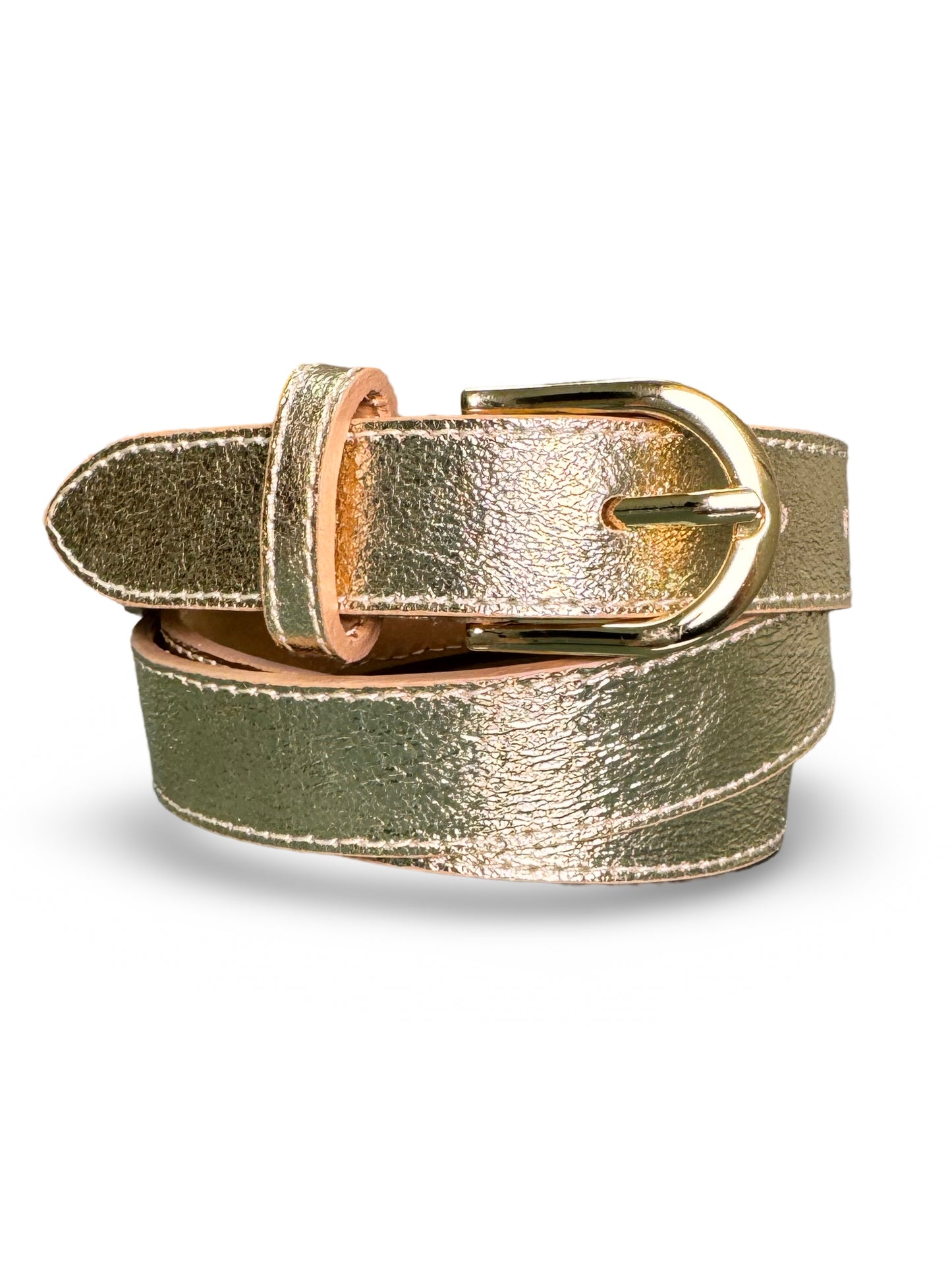 Gold Skinny Leather Belt