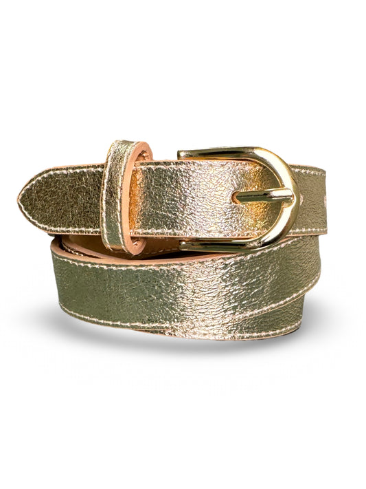 Gold Skinny Leather Belt