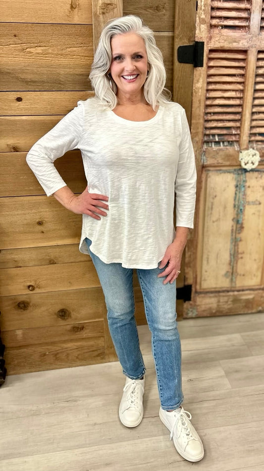 Habitat Cotton Slub Hi Lo TShirt - White