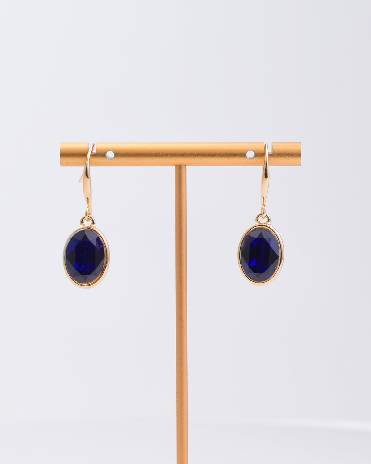 Navy Oval Crystal Earrings