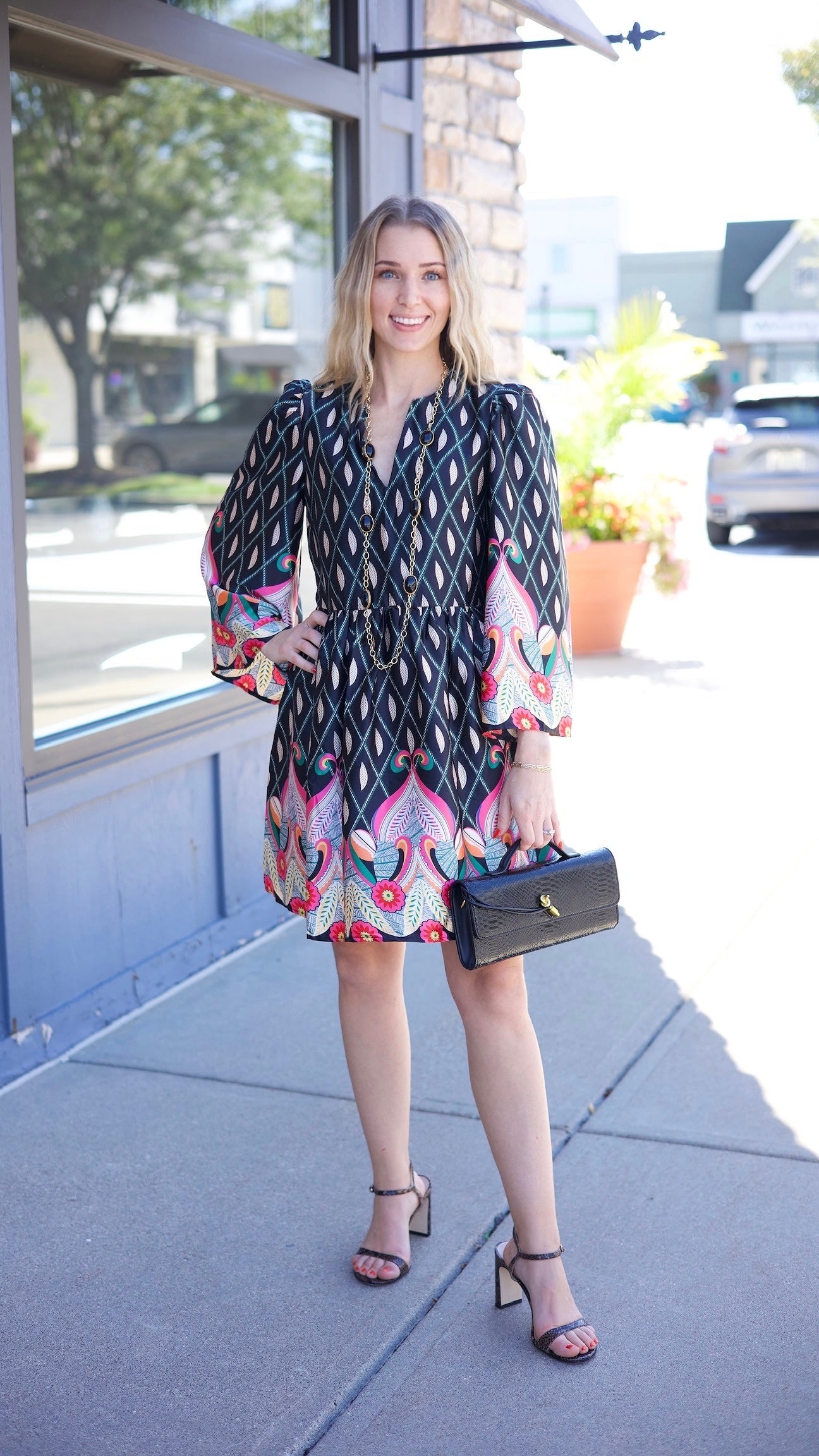 Frances Floral Dress - Black