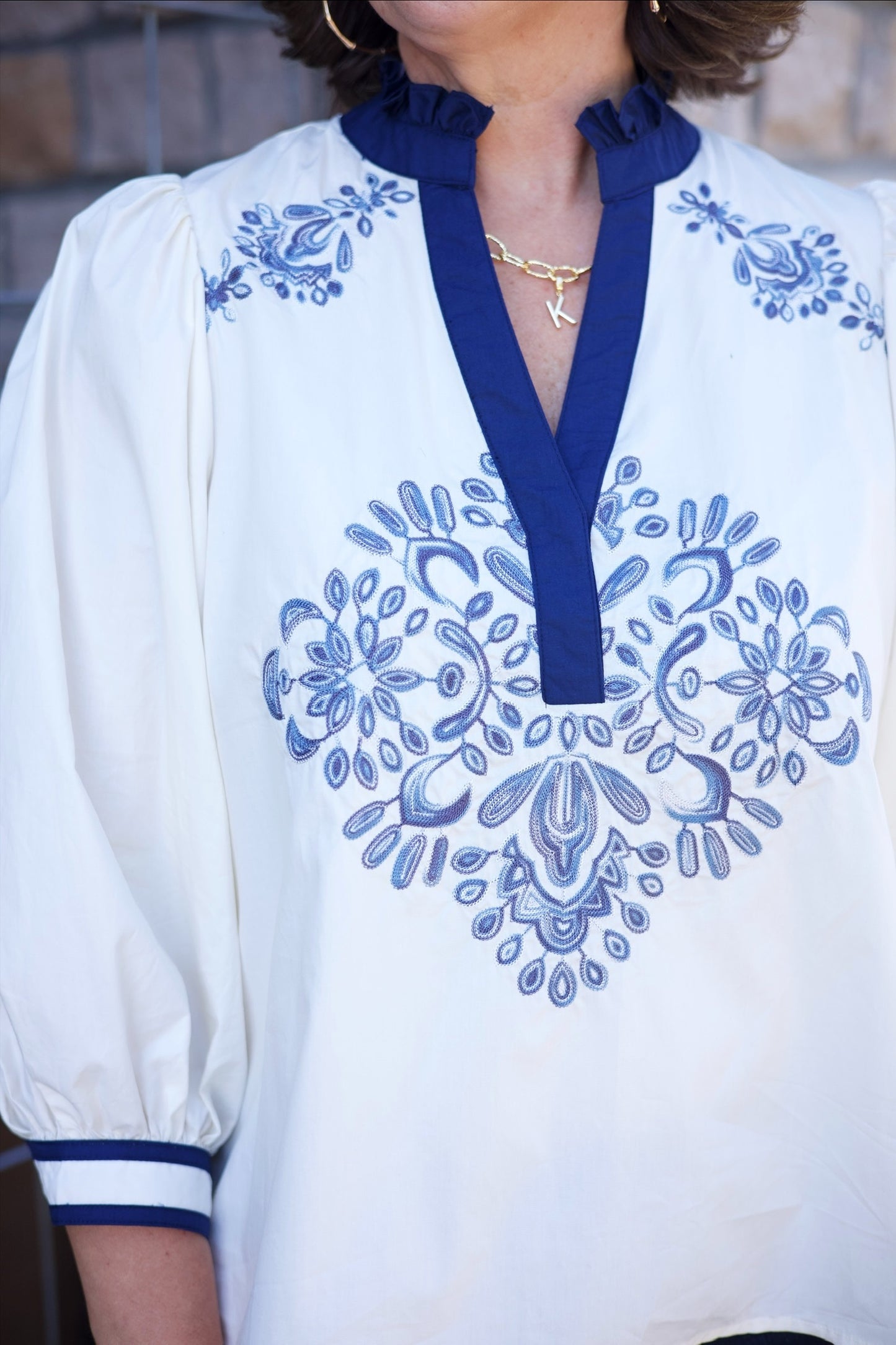 Ingrid Embroidered Top - Ivory