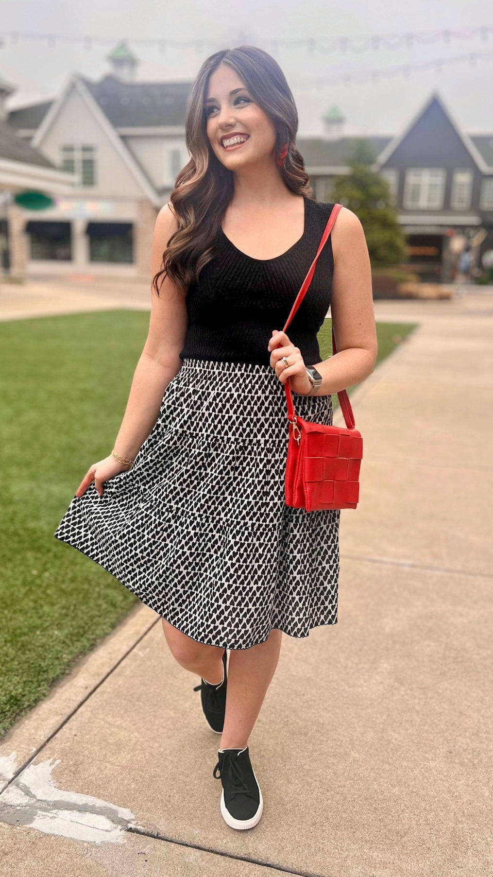 Ivy Jane Black Heart Print Cotton Skirt