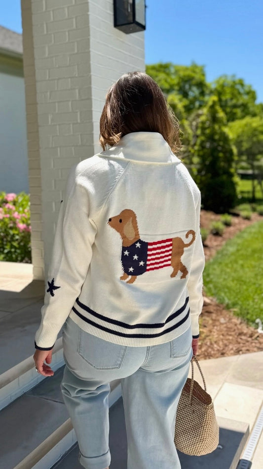 Puppy Cardigan Sweater - Ecru